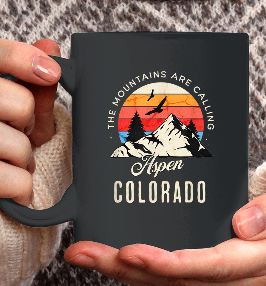 Retro The Mountains Are Calling Aspen Colorado Birds Coffee Mug