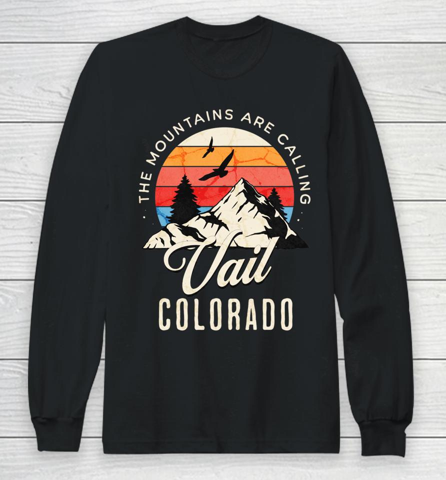 Retro The Mountains Are Calling Vail Colorado Birds Long Sleeve T-Shirt