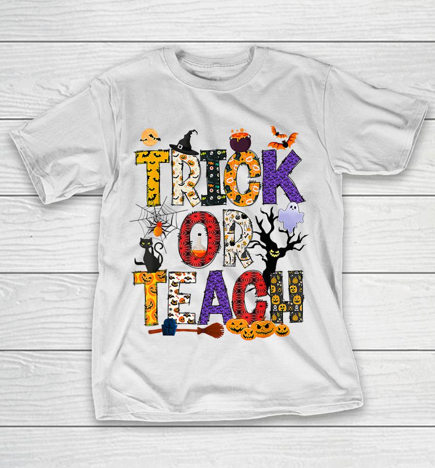 Retro Trick Or Teach Teacher Halloween Costume T-Shirt