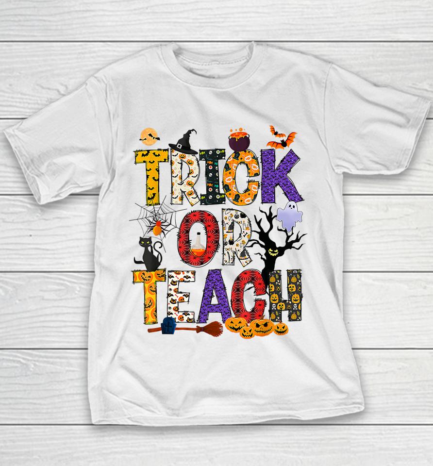 Retro Trick Or Teach Teacher Halloween Costume Youth T-Shirt