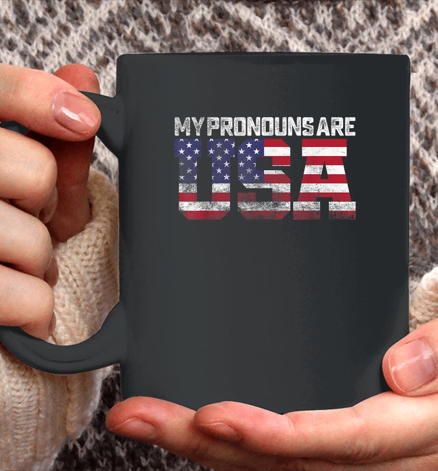 Retro Usa Flag Patriotic 4Th Of July My Pronouns Are Usa Coffee Mug