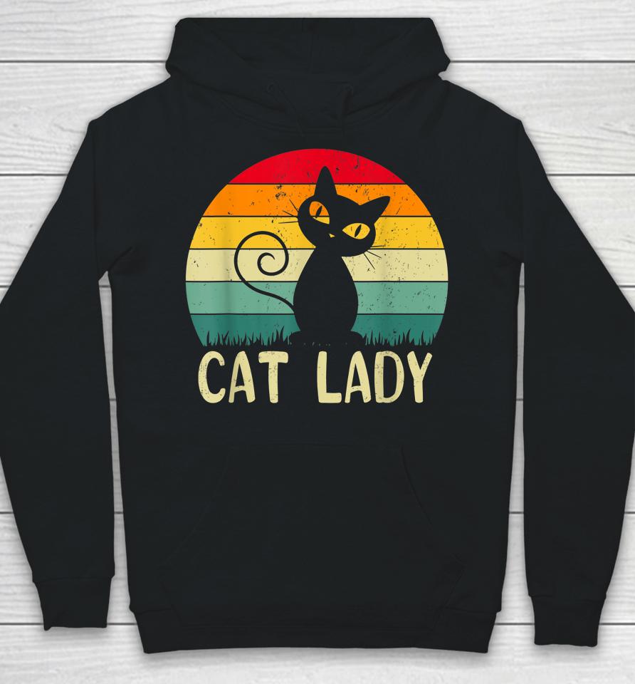 Retro Vintage Cat Lady Funny Cat Meow For Men Women Love Cat Hoodie