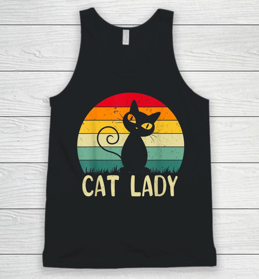 Retro Vintage Cat Lady Funny Cat Meow For Men Women Love Cat Unisex Tank Top