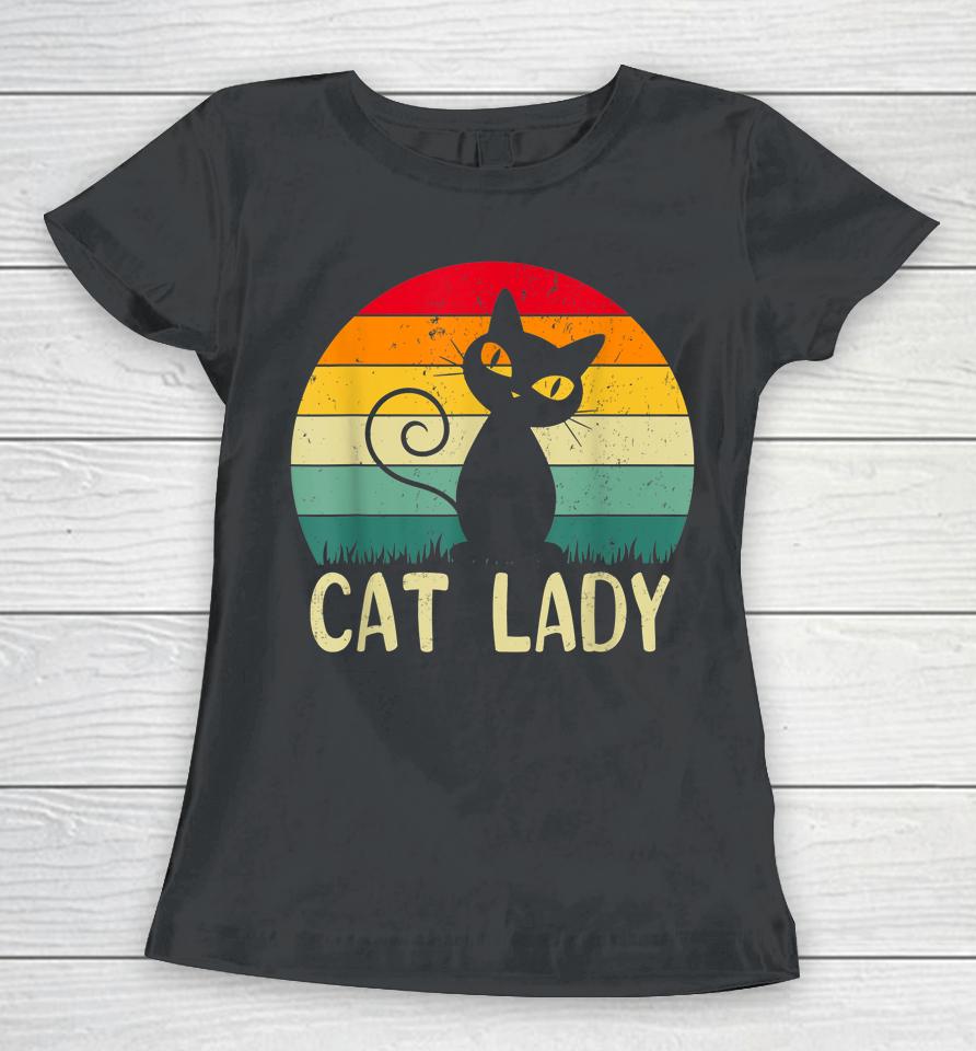 Retro Vintage Cat Lady Funny Cat Meow For Men Women Love Cat Women T-Shirt