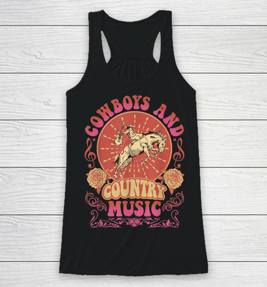 Retro Vintage Cowboys And Country Music Racerback Tank