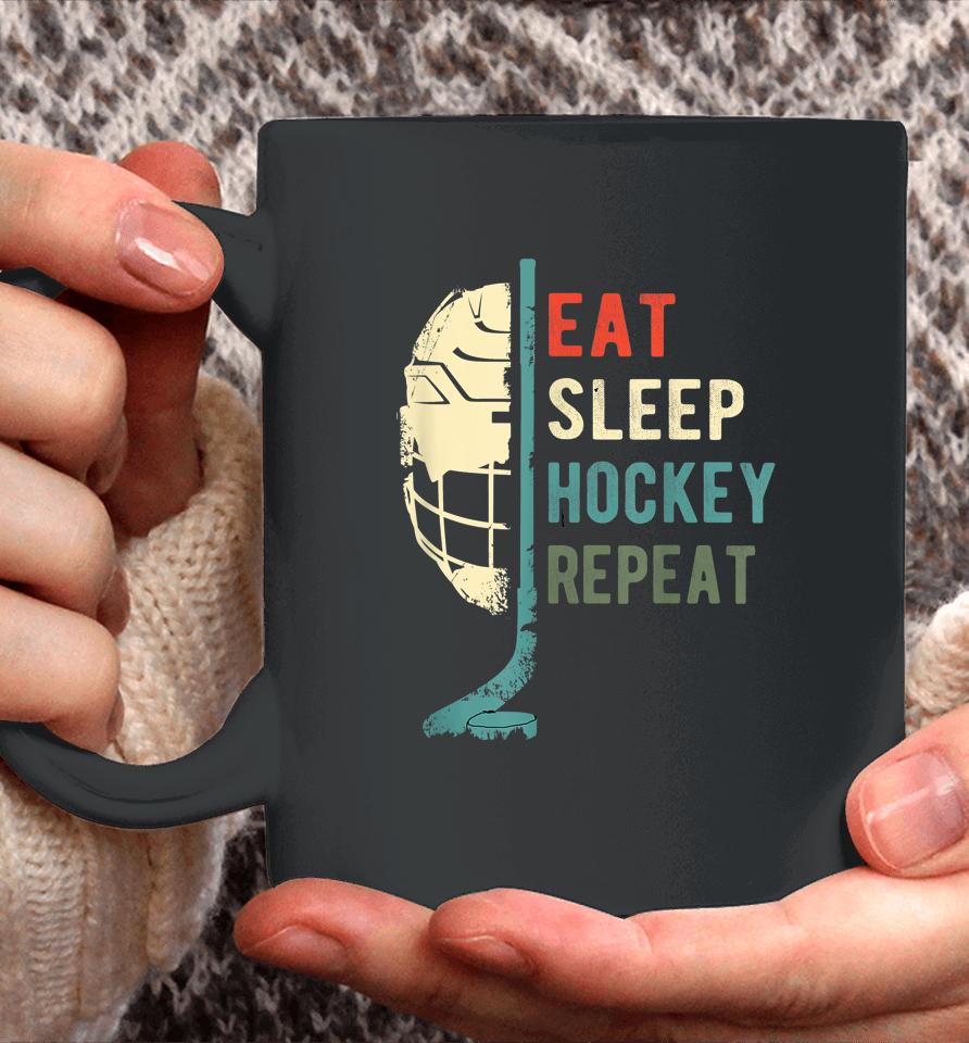 Retro Vintage Eat Sleep Hockey Repeat Coffee Mug