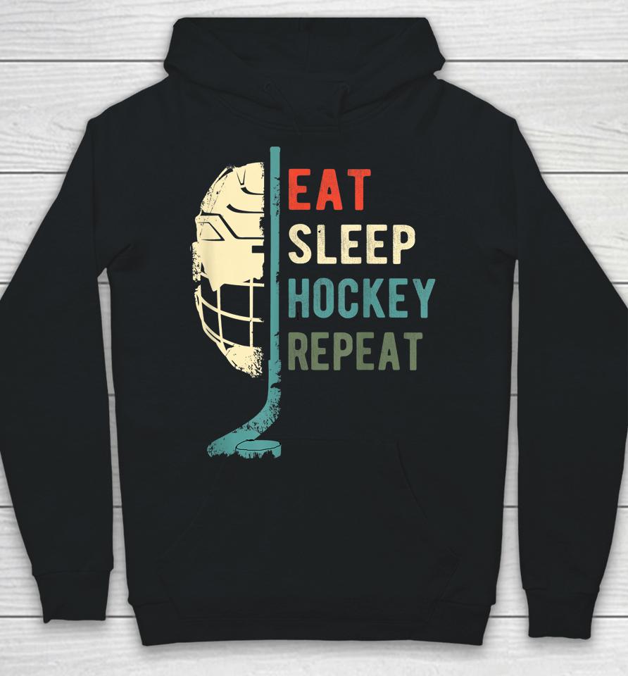 Retro Vintage Eat Sleep Hockey Repeat Hoodie