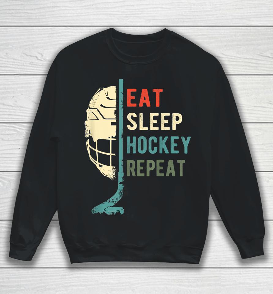 Retro Vintage Eat Sleep Hockey Repeat Sweatshirt