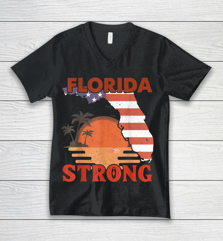 Retro Vintage Florida Strong Unisex V-Neck T-Shirt