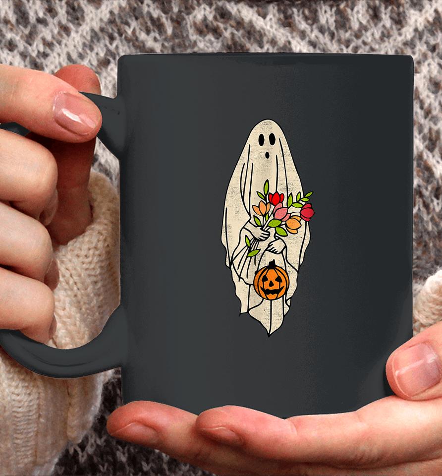 Retro Vintage Gnoovy Halloween Flower Ghost Pumpkin Sketch Coffee Mug