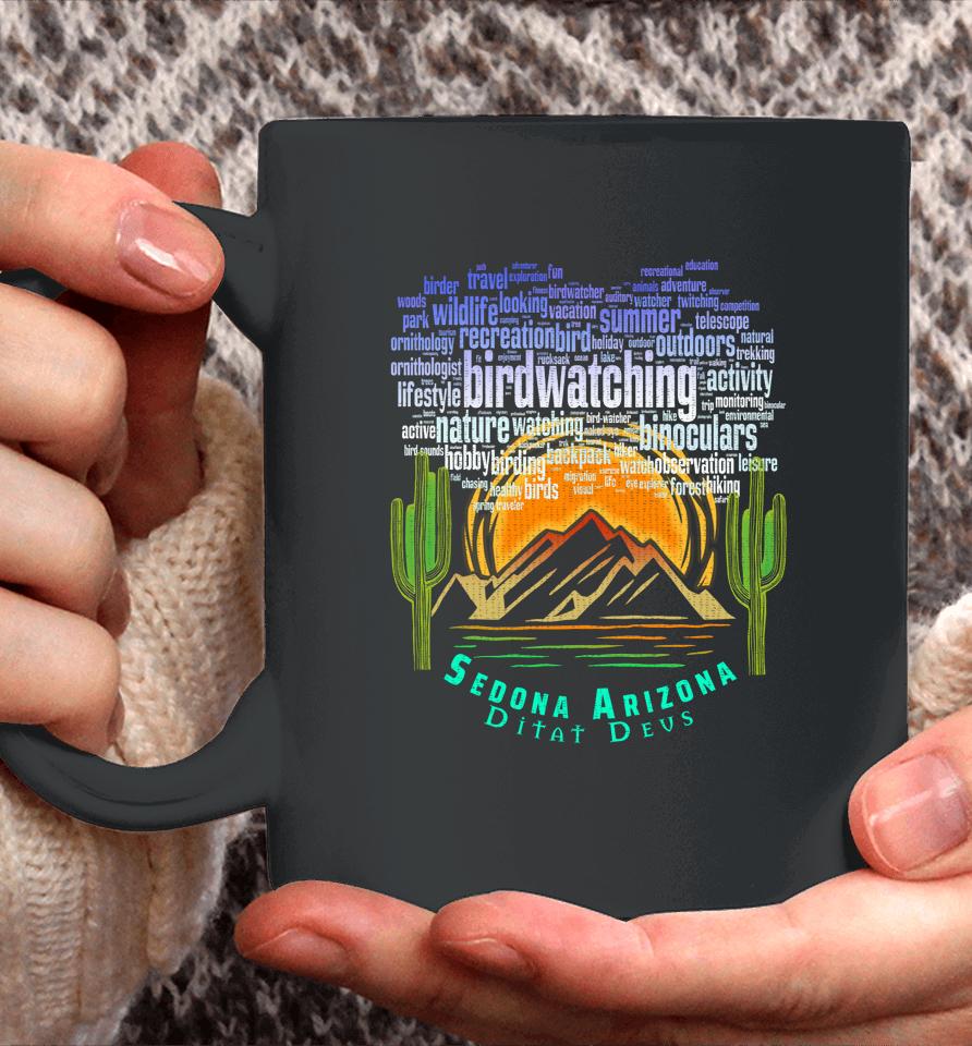 Retro Vintage Sedona Arizona Birder Hiking Sunset Dawn Coffee Mug