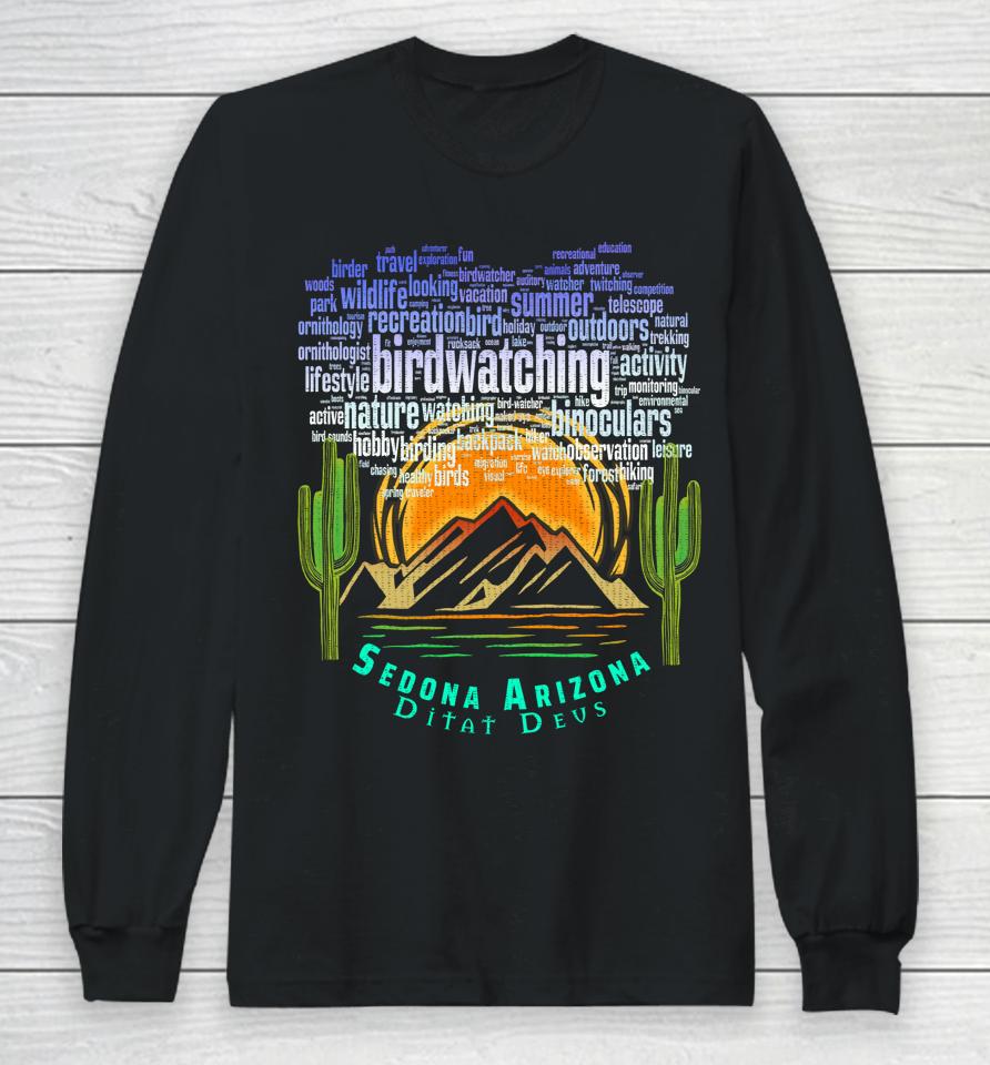 Retro Vintage Sedona Arizona Birder Hiking Sunset Dawn Long Sleeve T-Shirt