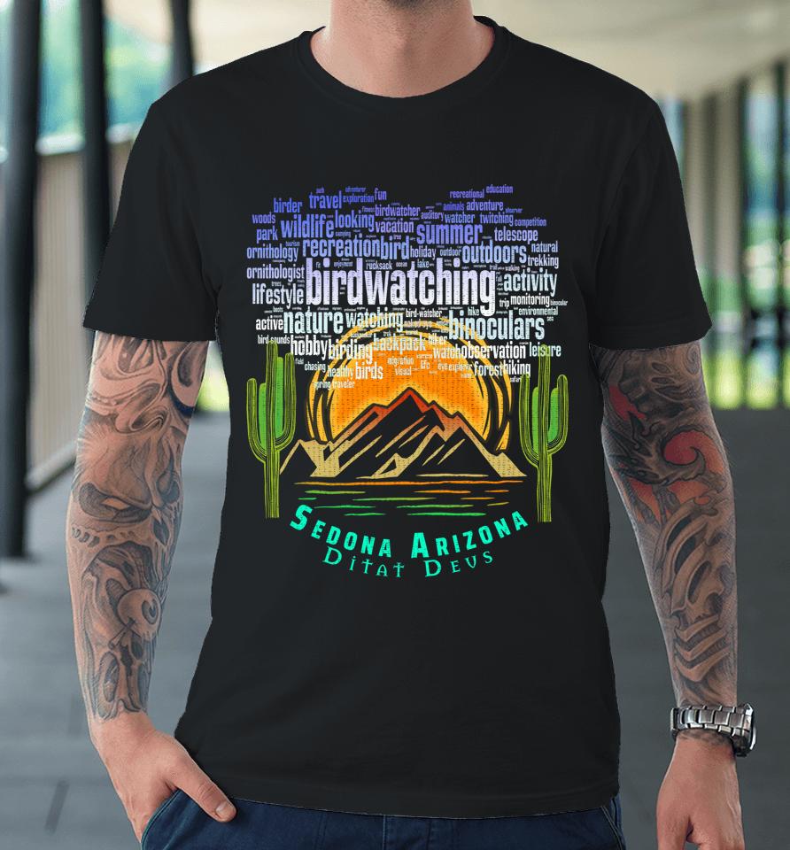 Retro Vintage Sedona Arizona Birder Hiking Sunset Dawn Premium T-Shirt