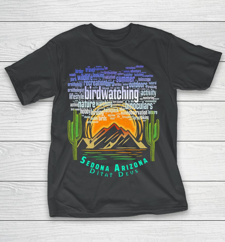 Retro Vintage Sedona Arizona Birder Hiking Sunset Dawn T-Shirt