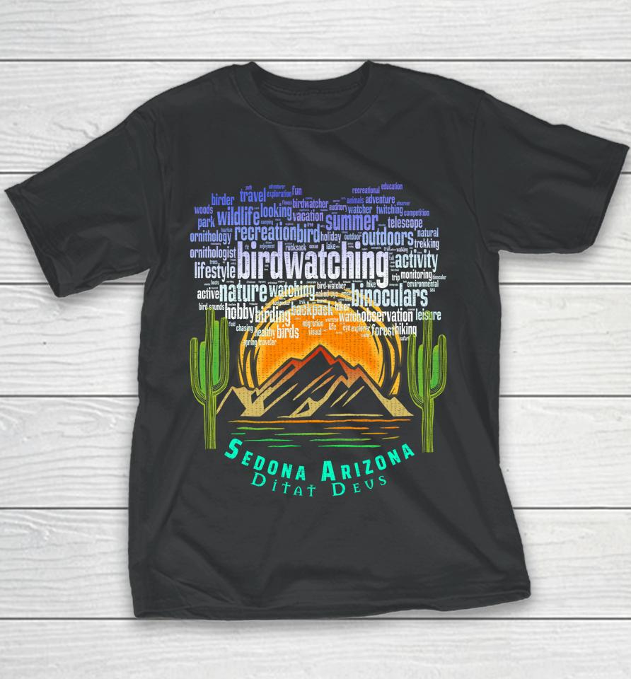 Retro Vintage Sedona Arizona Birder Hiking Sunset Dawn Youth T-Shirt