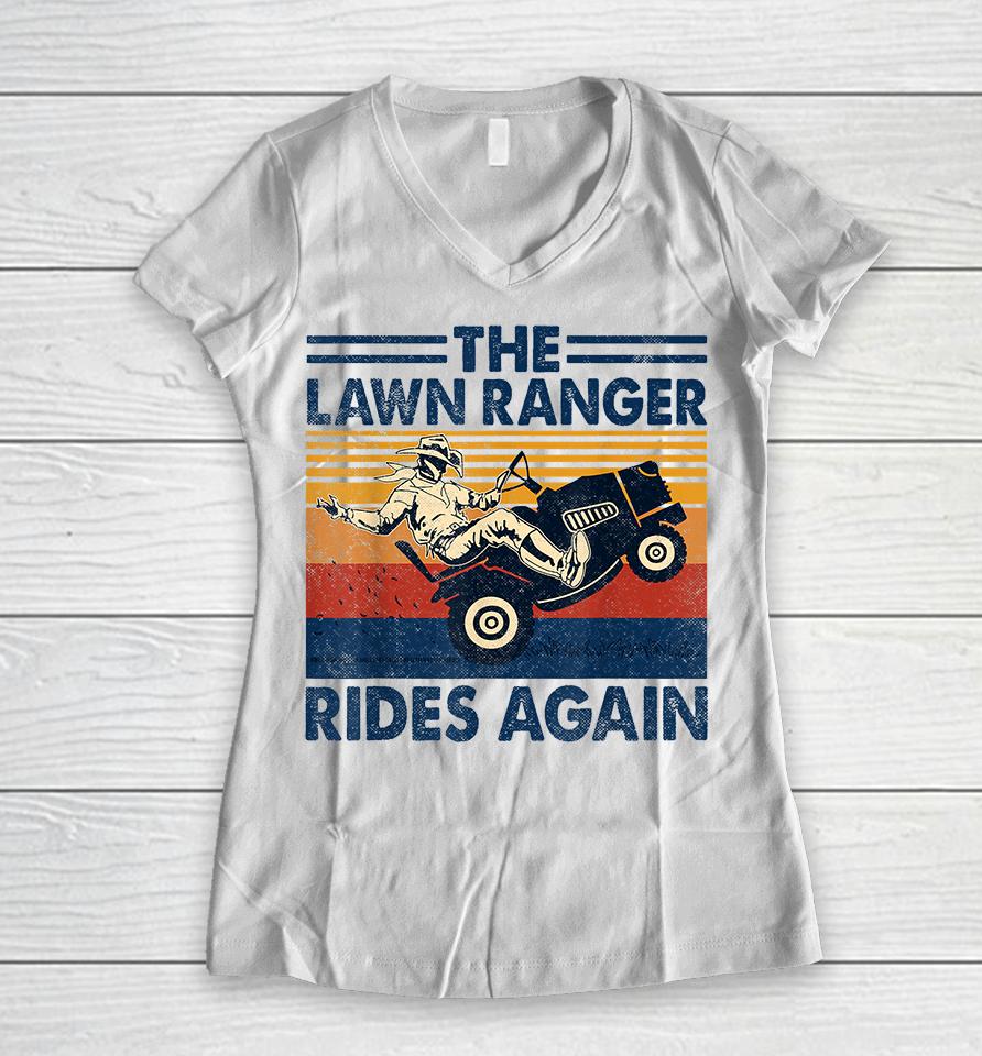 Retro Vintage The Lawn Ranger Rides Again Women V-Neck T-Shirt