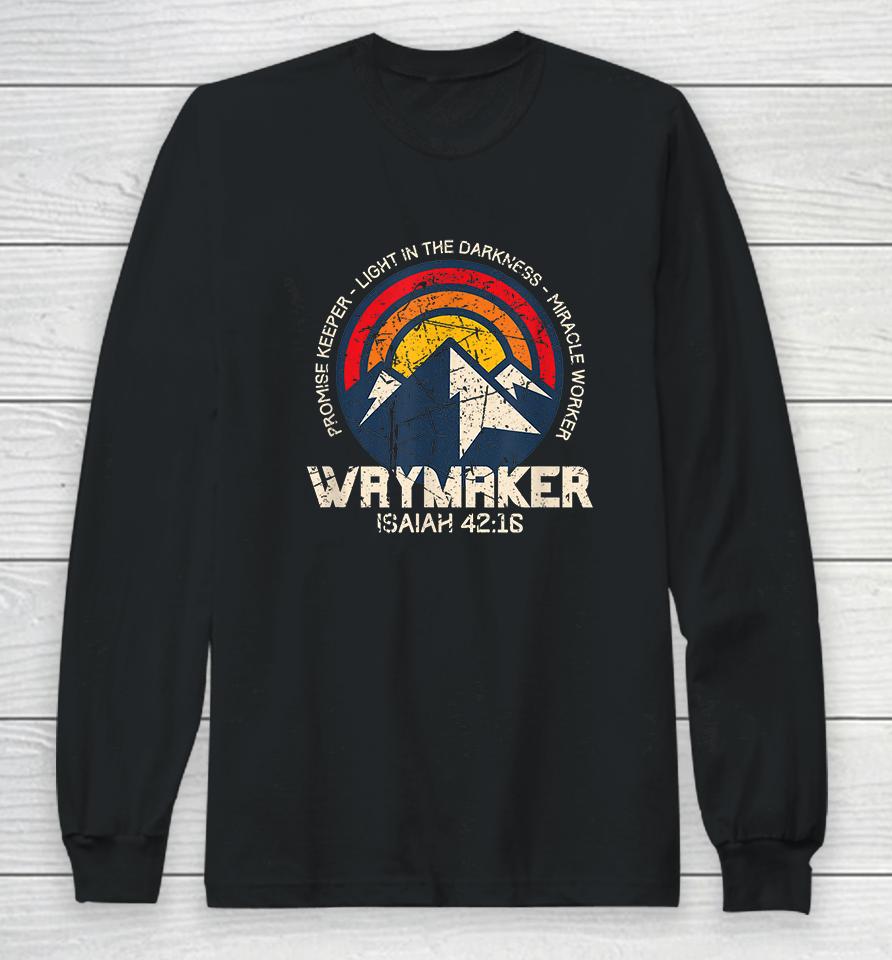 Retro Waymaker Promise Keeper Miracle Worker Christian Long Sleeve T-Shirt