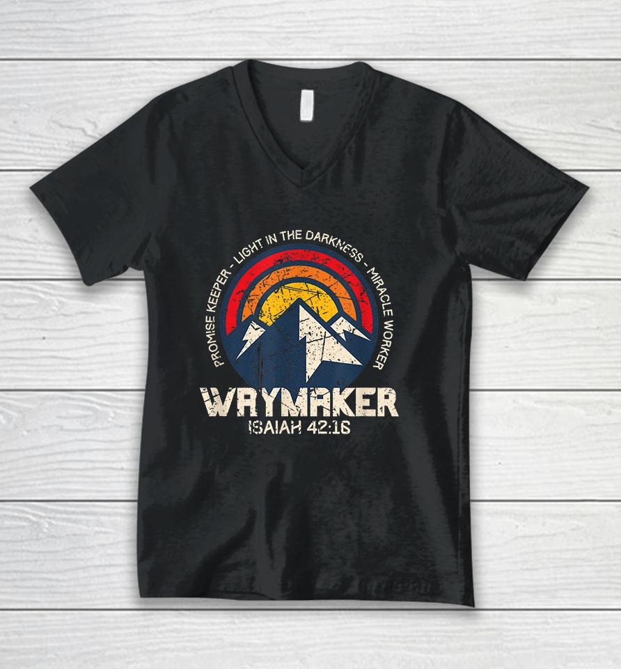 Retro Waymaker Promise Keeper Miracle Worker Christian Unisex V-Neck T-Shirt