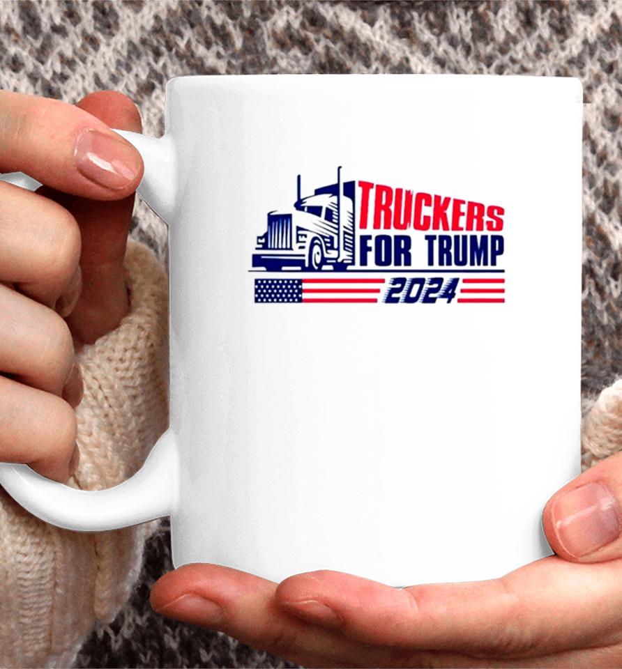 Return Truckers For Trump American Flag 2024 Coffee Mug