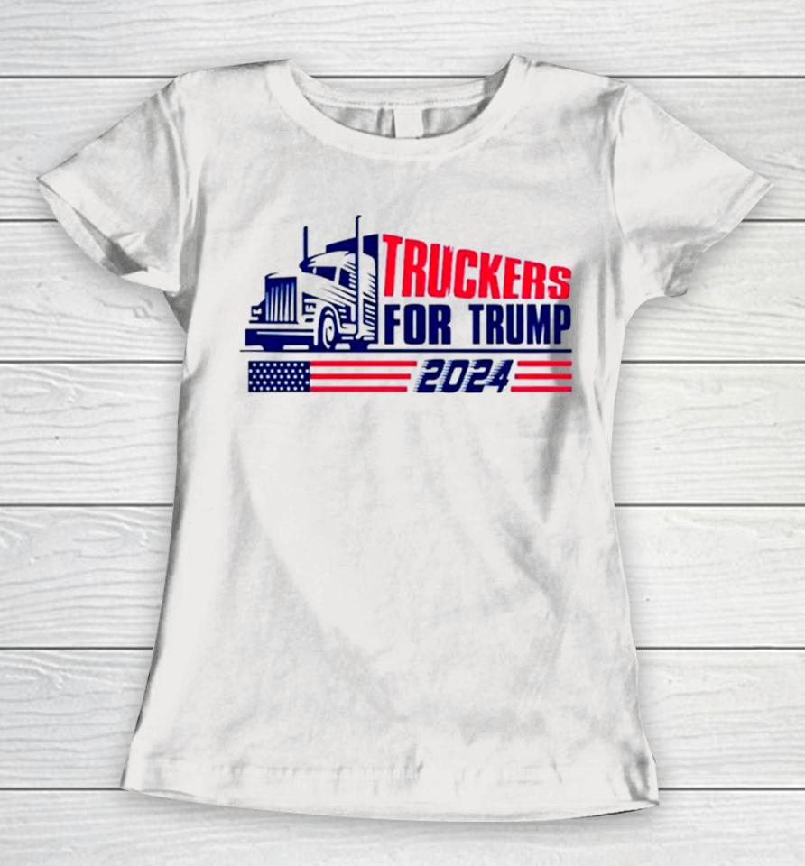 Return Truckers For Trump American Flag 2024 Women T-Shirt