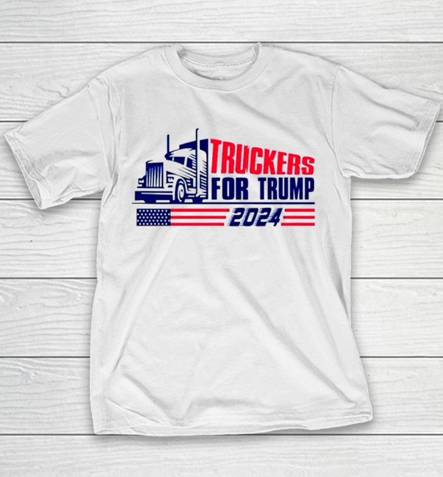 Return Truckers For Trump American Flag 2024 Youth T-Shirt