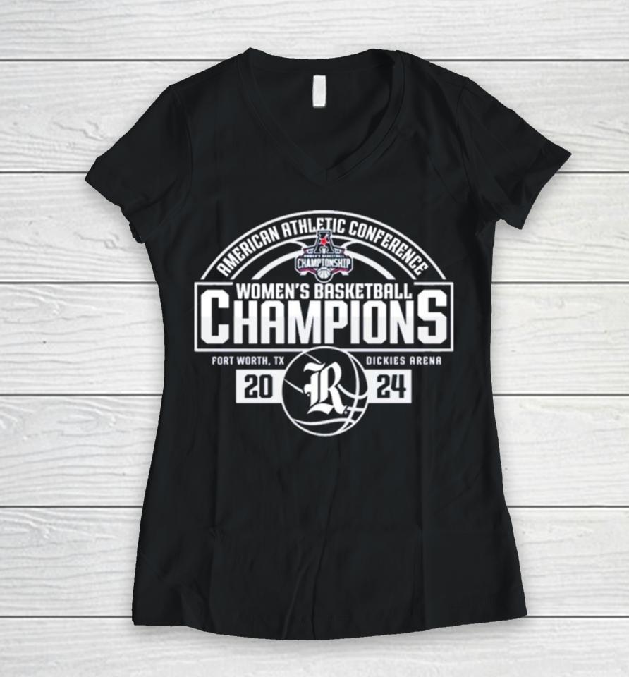 Rice University Women’s Basketball 2024 Aac Tournament Champions Women V-Neck T-Shirt