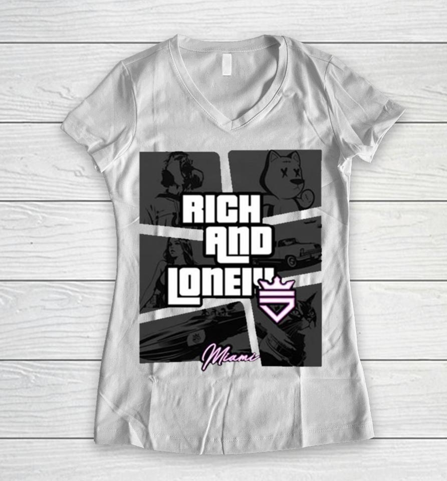 Rich And Lonely Rnl Wasted Miami Women V-Neck T-Shirt