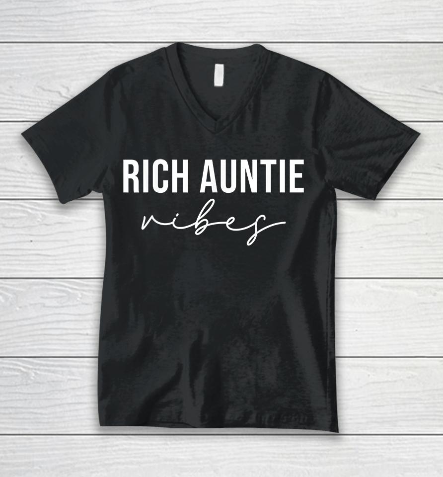 Rich Auntie Vibes Unisex V-Neck T-Shirt