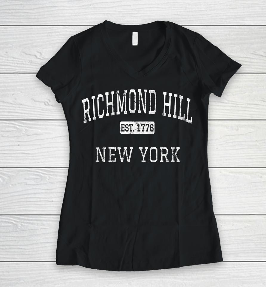 Richmond Hill New York Ny Vintage Women V-Neck T-Shirt