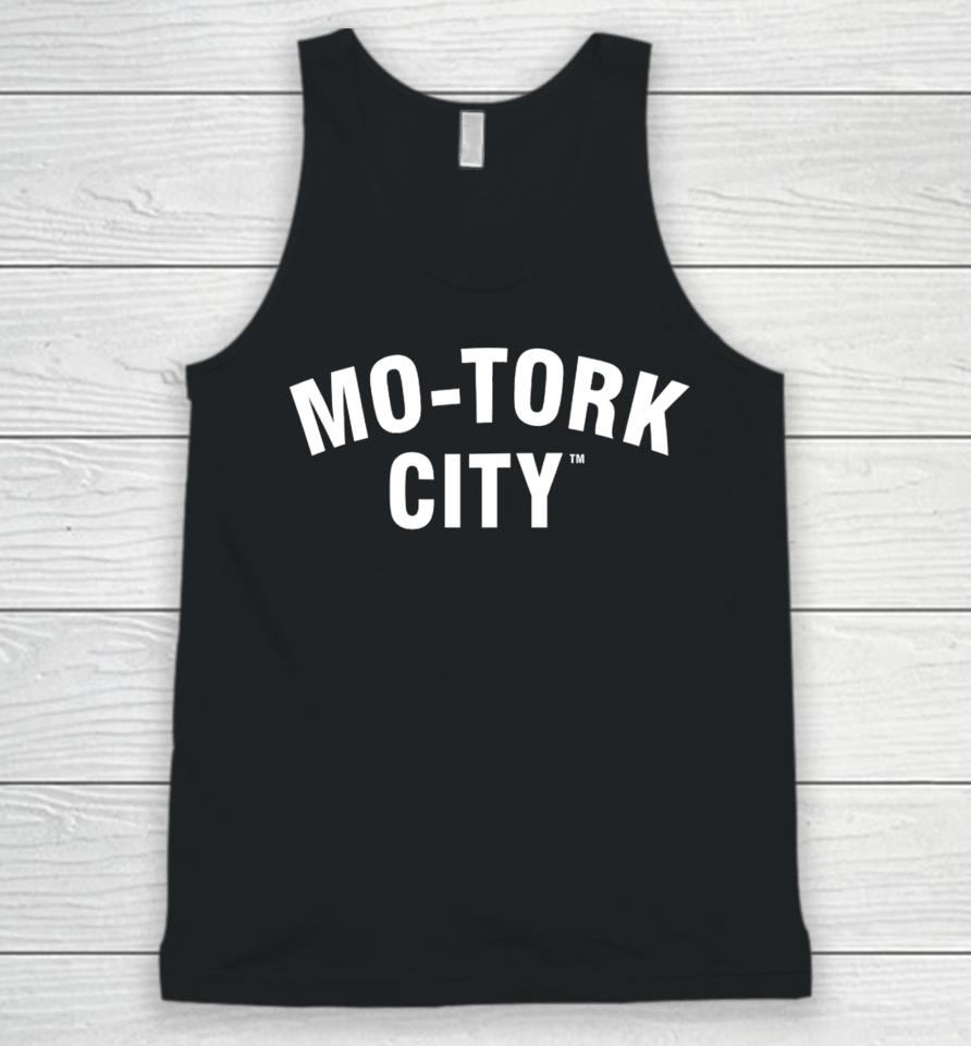Riley Greene Wearing Mo-Tork City Unisex Tank Top