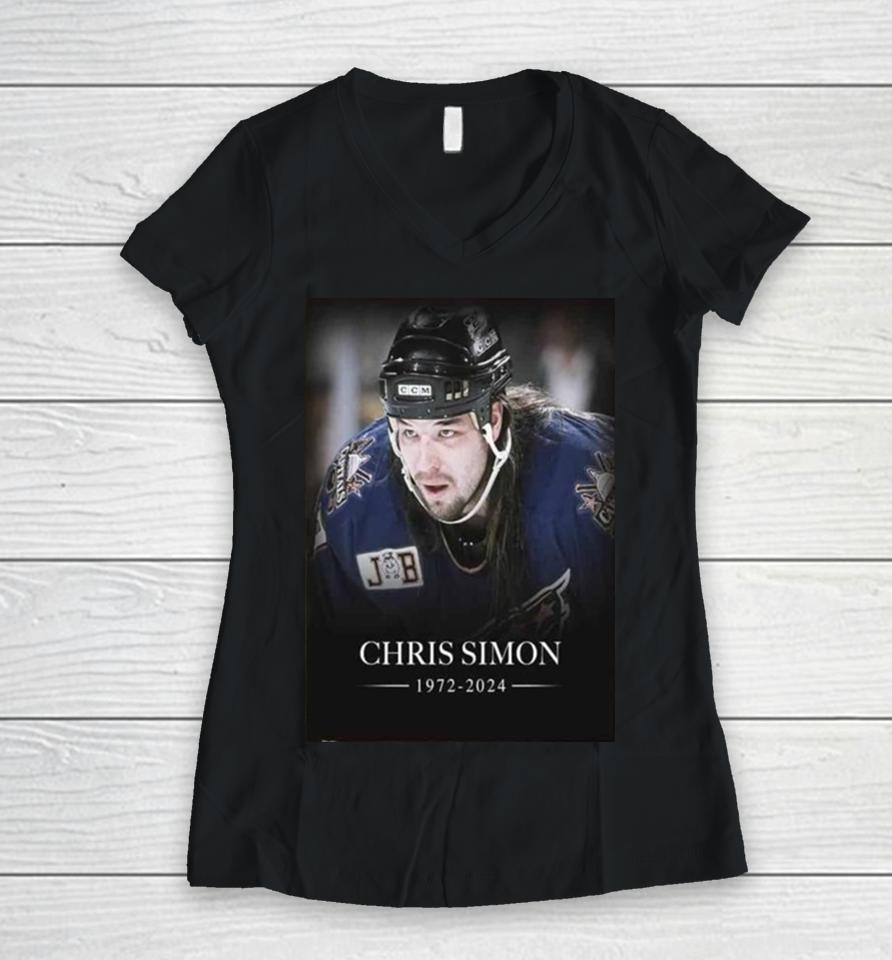 Rip Chris Simon Nhl Enforcer Passed On To The Spirit World On Monday At The Age Of 52 Women V-Neck T-Shirt