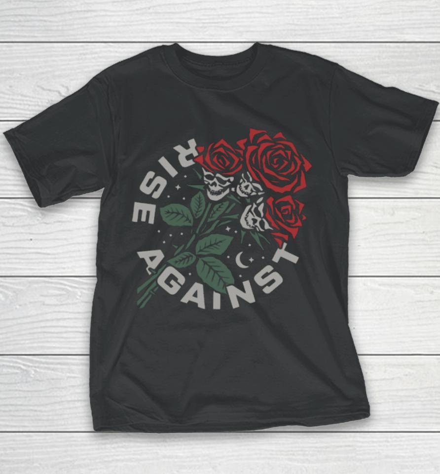 Rise Against Merch Skull Bouquet Rose Youth T-Shirt