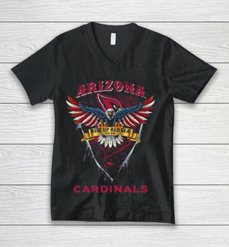 Rise Up Red Sea Arizona Cardinals Football Us Eagle Unisex V-Neck T-Shirt