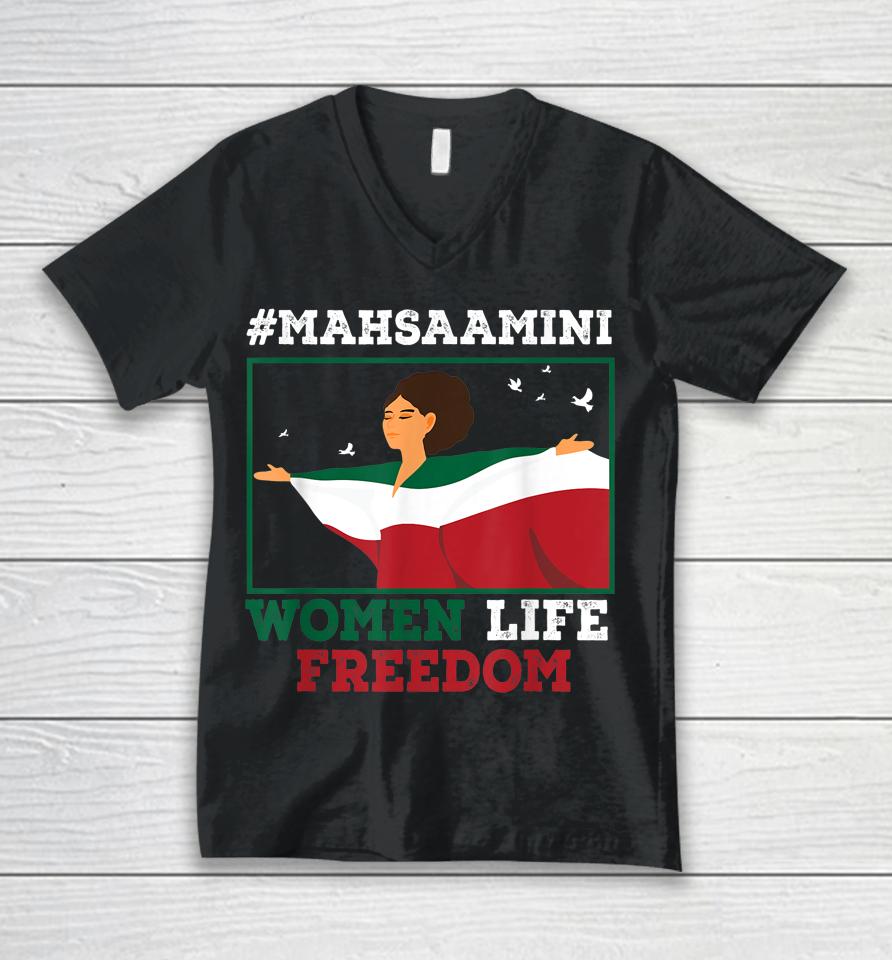 Rise With The Woman Of Iran #Mahsaamini Women Life Freedom Unisex V-Neck T-Shirt