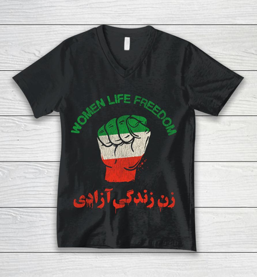 Rise With The Women Of Iran Women Life Freedom #Mahsaamini Unisex V-Neck T-Shirt