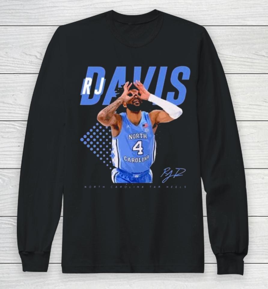 Rj Davis Basketball North Carolina Tar Heels Signature Long Sleeve T-Shirt