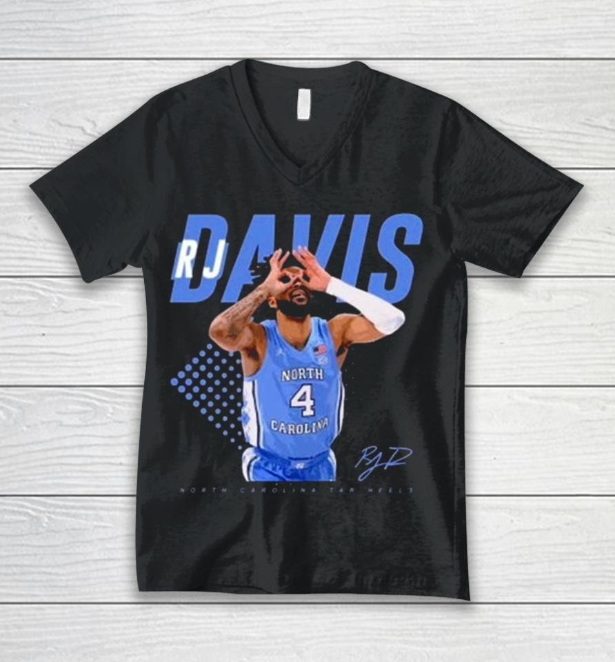 Rj Davis Basketball North Carolina Tar Heels Signature Unisex V-Neck T-Shirt