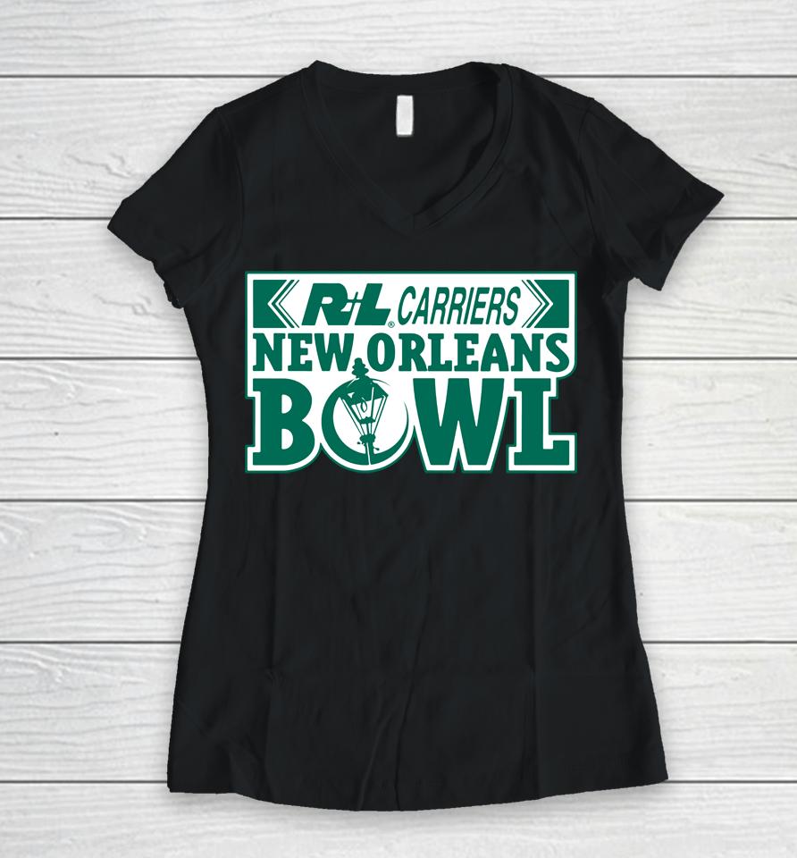 R+L Carriers New Orleans Bowl 2022 Western Kentucky Win Women V-Neck T-Shirt