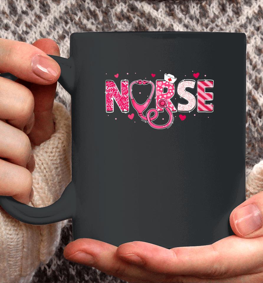 Rn Nicu Er Cna Nurse Valentines Day Stethoscope Women Scrubs Coffee Mug