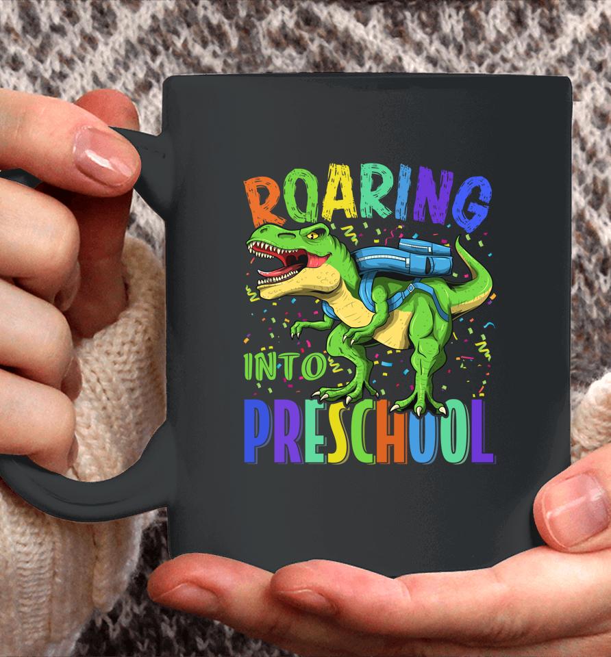 Roaring Into Preschool Dinosaur T Rex Back To School Boys Coffee Mug