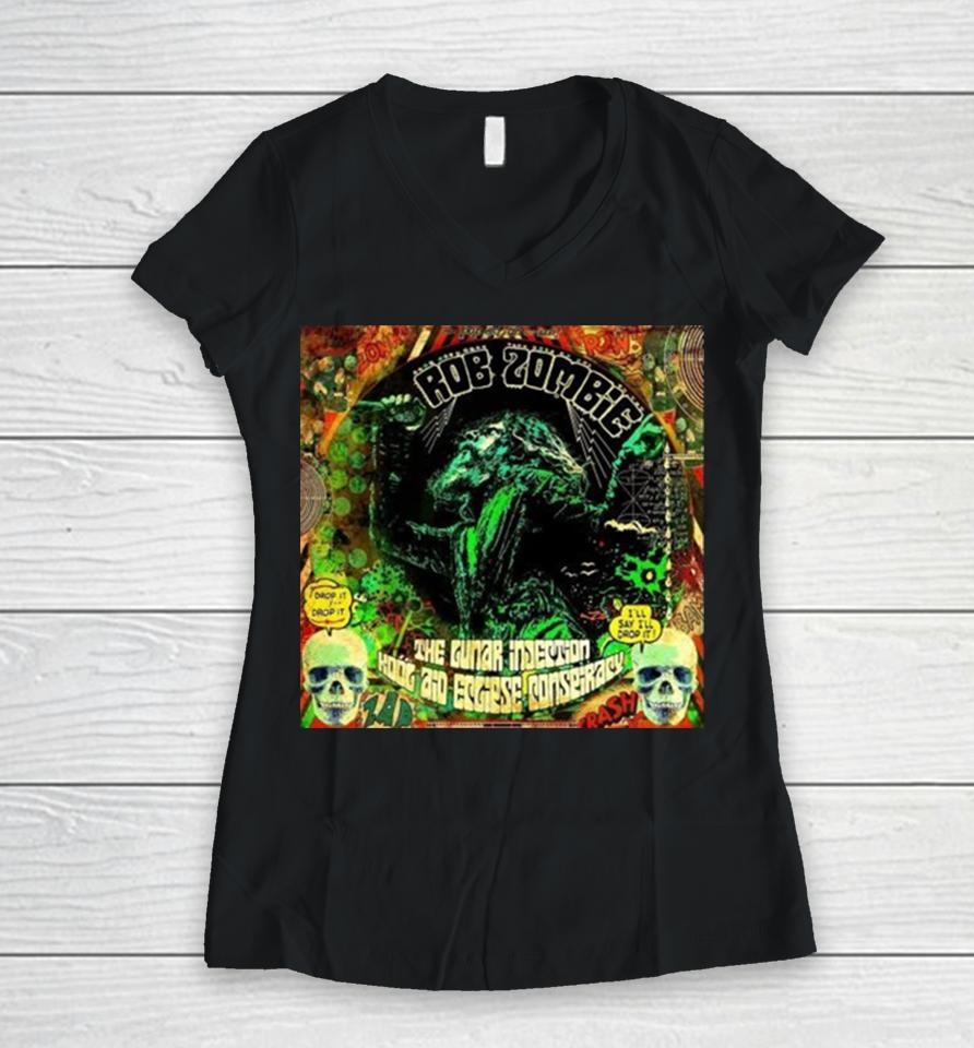Rob Zombie The Lunar Injection Kool Aid Eclipse Conspiracy May 10Th 2024 Women V-Neck T-Shirt
