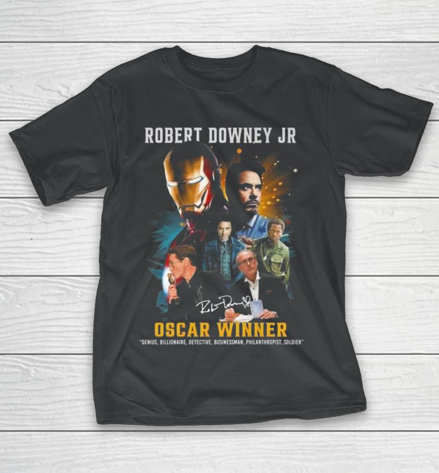 Robert Downey Jr Oscar Winner Genius Billionaire Detective Businessman Philanthropist Soldier Signature T-Shirt