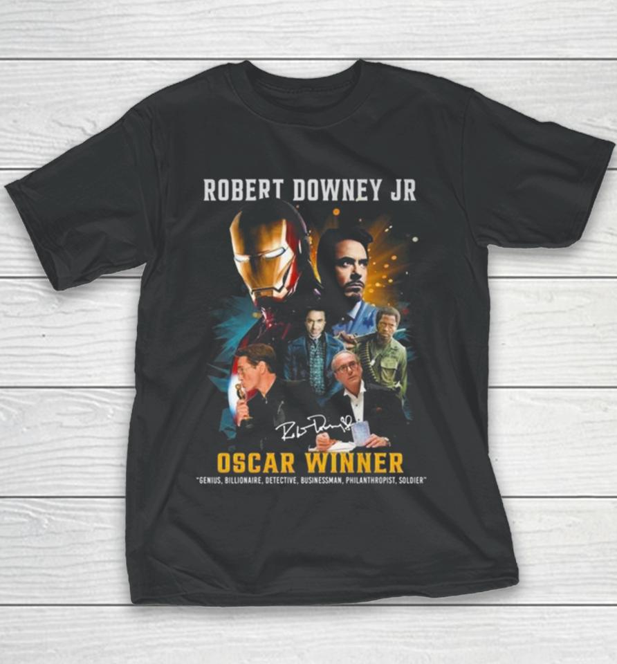 Robert Downey Jr Oscar Winner Genius Billionaire Detective Businessman Philanthropist Soldier Signature Youth T-Shirt