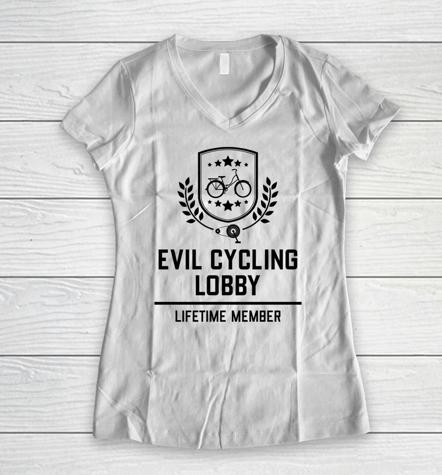 Robin Richardson Evil Cycling Lobby Lifetime Member Women V-Neck T-Shirt