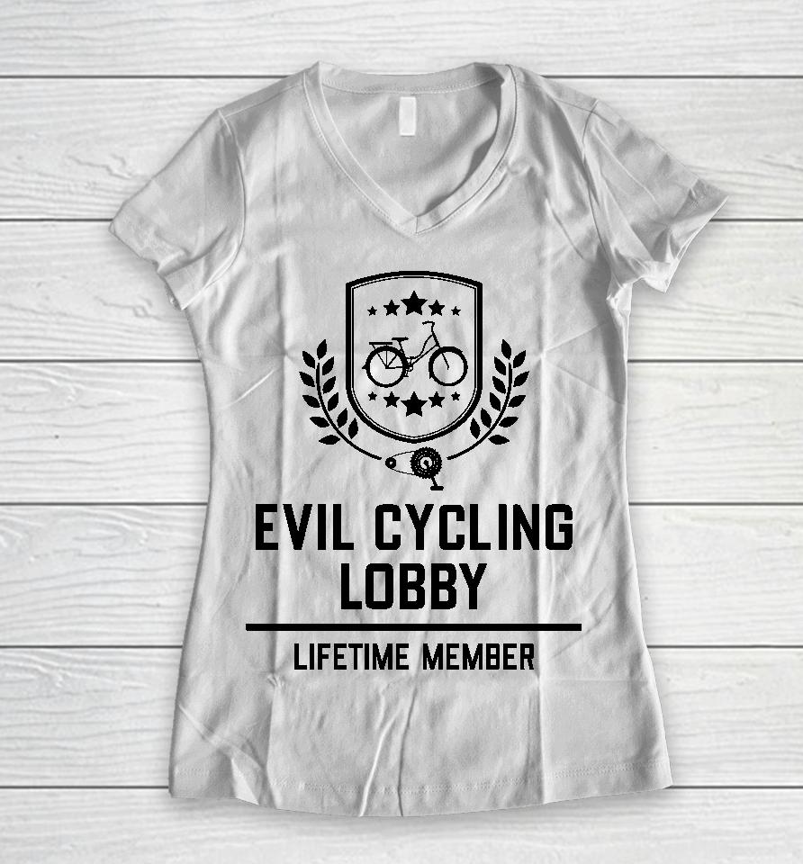 Robin Richardson Evil Cycling Lobby Lifetime Member Women V-Neck T-Shirt