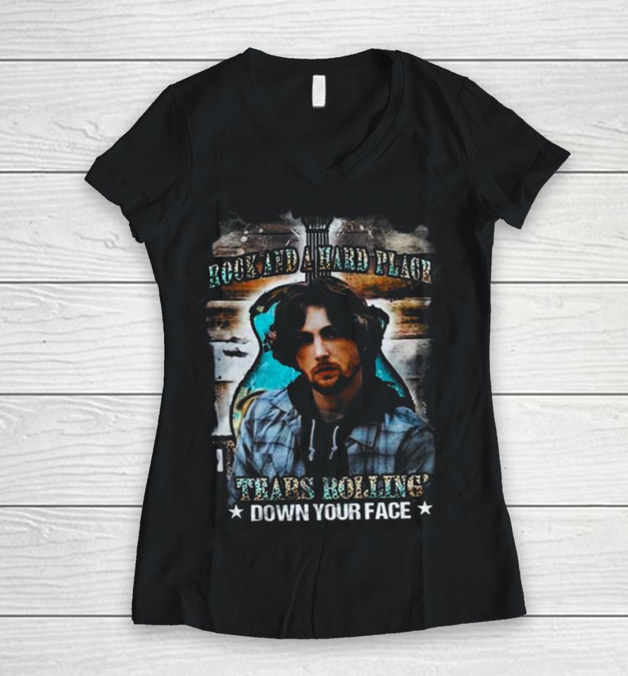Rock And A Hard Place Tears Rolling’ Down Your Face Bailey Zimmerman Women V-Neck T-Shirt
