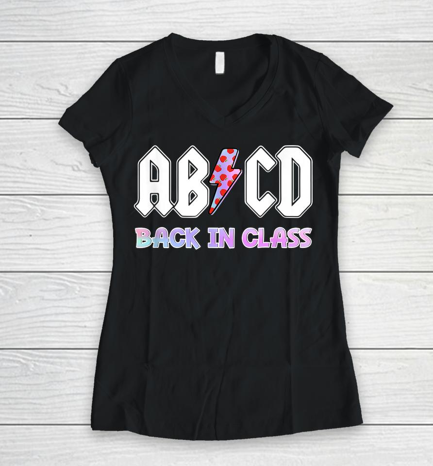 Rock And Roll Teen Abcd Back In Class Women V-Neck T-Shirt