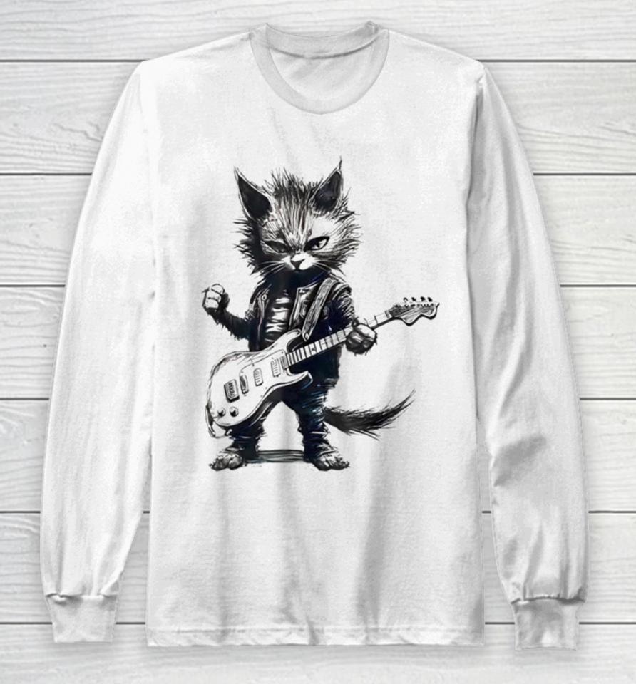 Rock Cat Playing Guitar Long Sleeve T-Shirt
