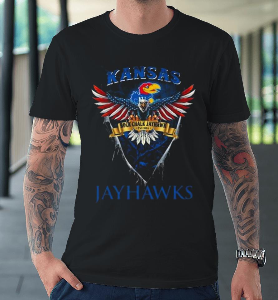 Rock Chalk Jayhawk Kansas Jayhawks Football Us Eagle Premium T-Shirt
