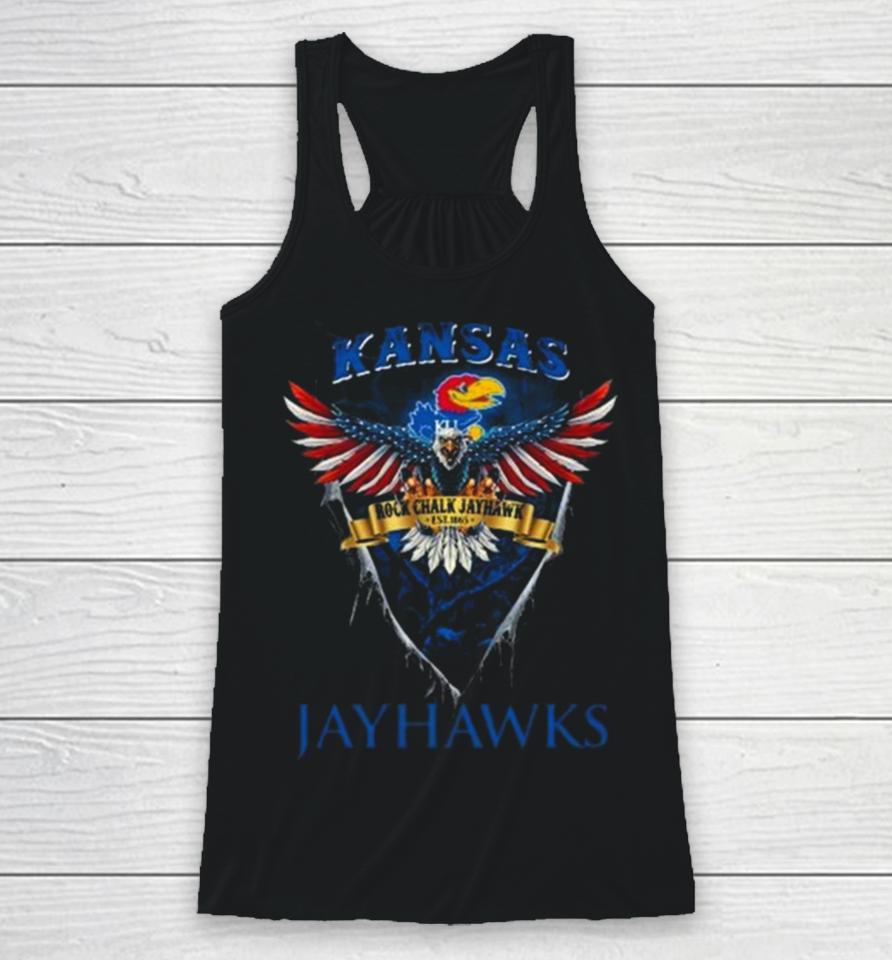 Rock Chalk Jayhawk Kansas Jayhawks Football Us Eagle Racerback Tank